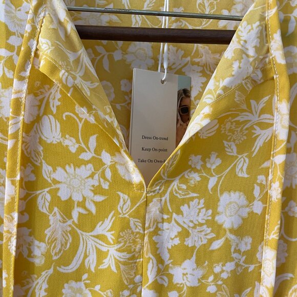 Women's Dokotoo Black Dress Lantern Sleeve Tie Size Medium New Tie front floral - Picture 4 of 9